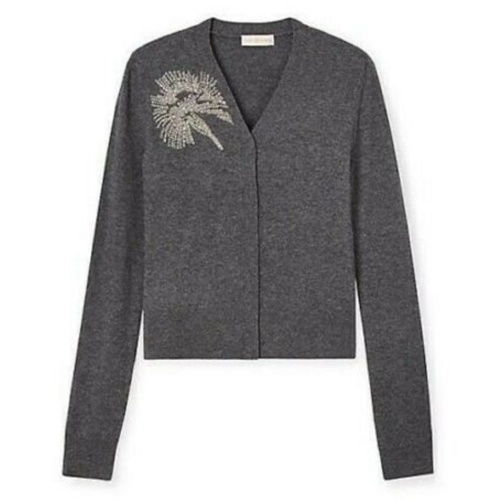 Tory Burch Embellished Merino Wool Cardigan Large